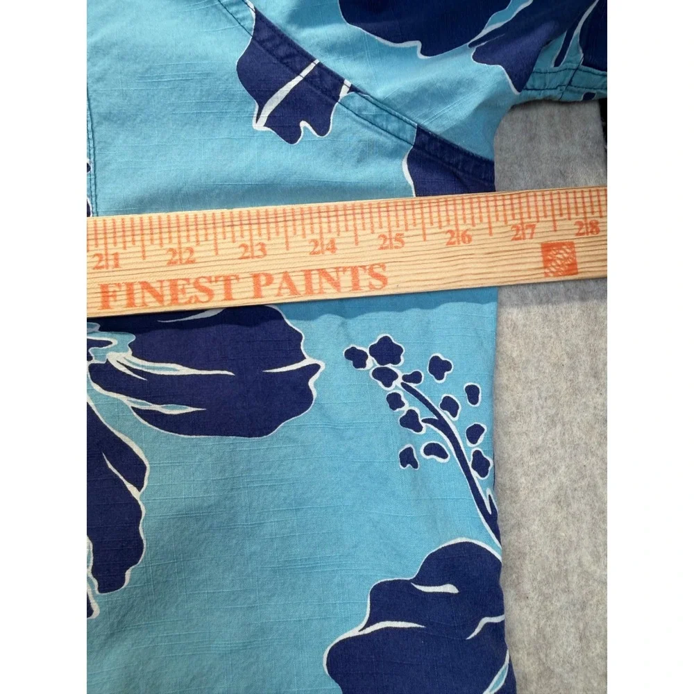 Polo Ralph Lauren Shirt Mens XXL Blue Hibiscus Floral Short Sleeve Popover‎